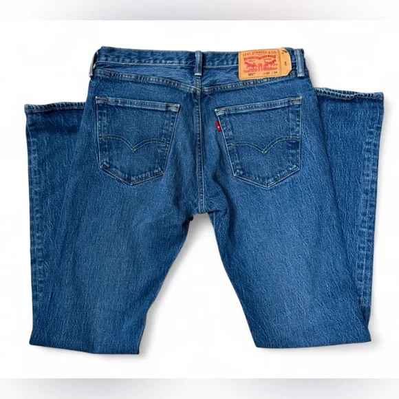 Levi's 501 Mens original fit blue jeans w32 L34 - Picture 2 of 6